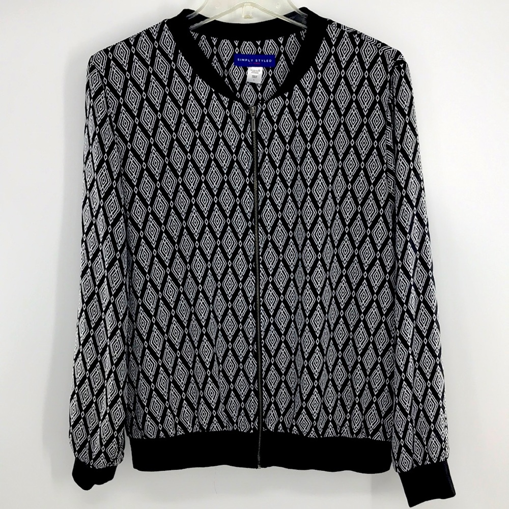 SimplyStyled Jacket Large Black/White Front Zip - Picture 1 of 13
